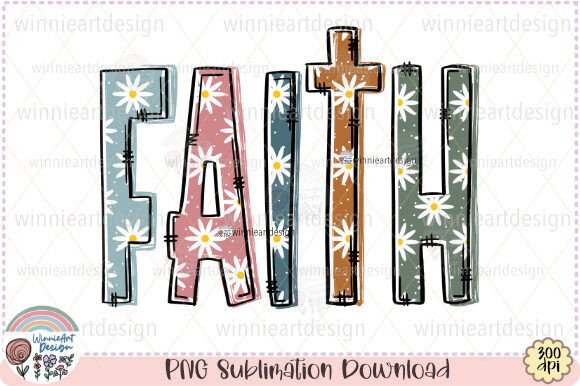 Faith Cross Daisy Boho Easter Letter PNG Review